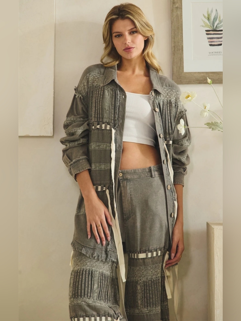 #1503 Oli & Hali Charcoal Artisan Patchwork Boho Set - Picture 8 of 16